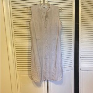 Sleeveless Beige Button-Down Dress